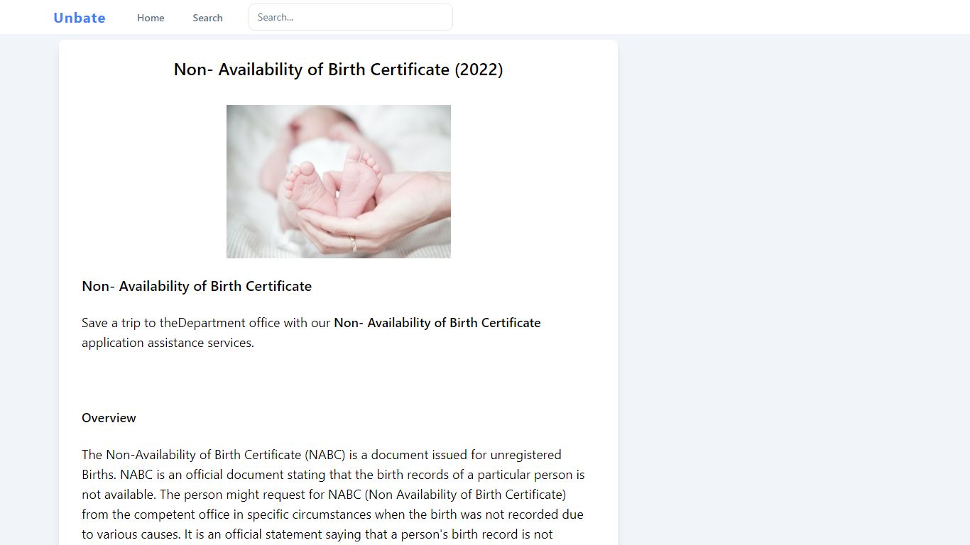 Non- Availability of Birth Certificate (2022) - unbate.com