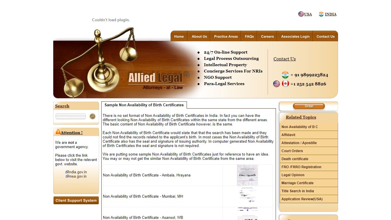 Sample Non Availability of Birth Certificate in India - Allied Legal